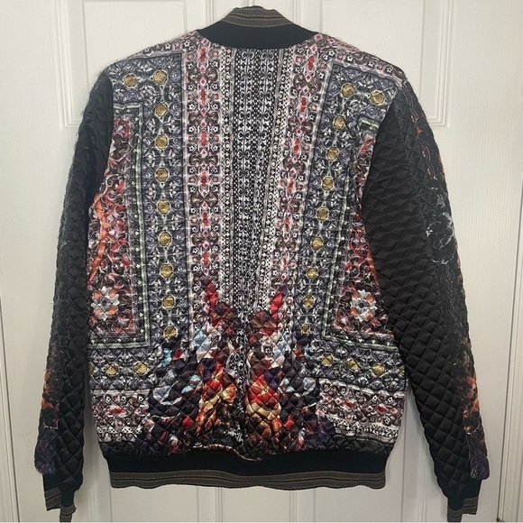 Clover Canyon Printed Multicolour Irish Box Print Zip Up Bomber Jacket Medium - Picture 2 of 7